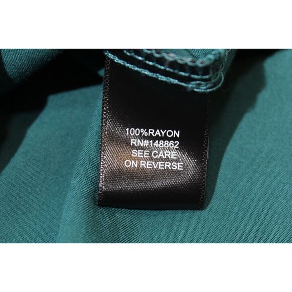 Torrid Button-up Babydoll Smocked Tunic Top Women's 2 Green Button-up V-neck - Picture 6 of 12